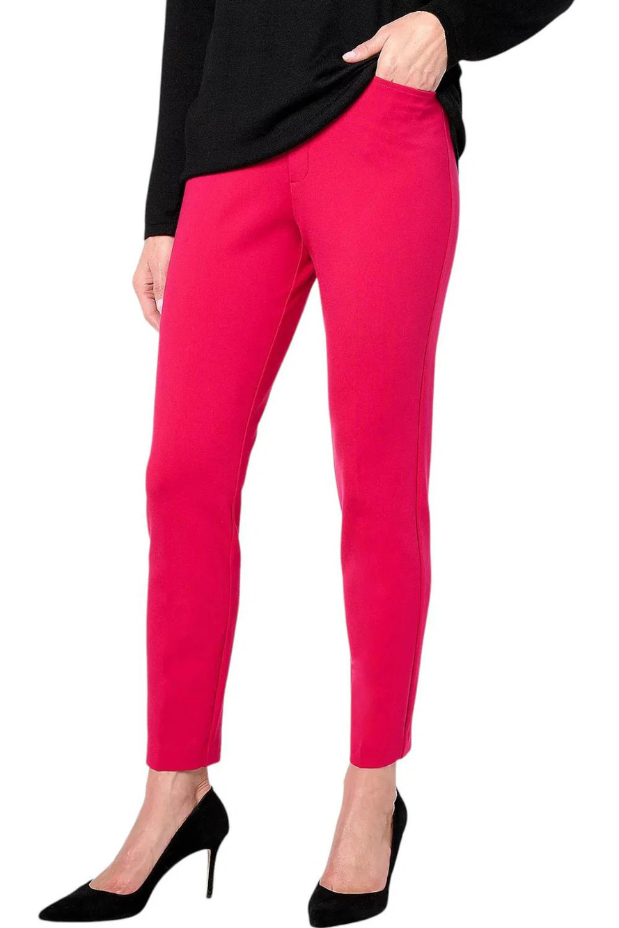 Susan Graver Women's Smart Ponte Knit Slim Leg Pant Sweet Raspberry - Tall